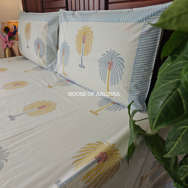 Palm Jumeirah Hand Block Premium Bedsheet Set