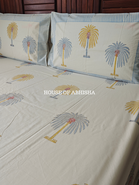 Palm Jumeirah Hand Block Premium Bedsheet Set