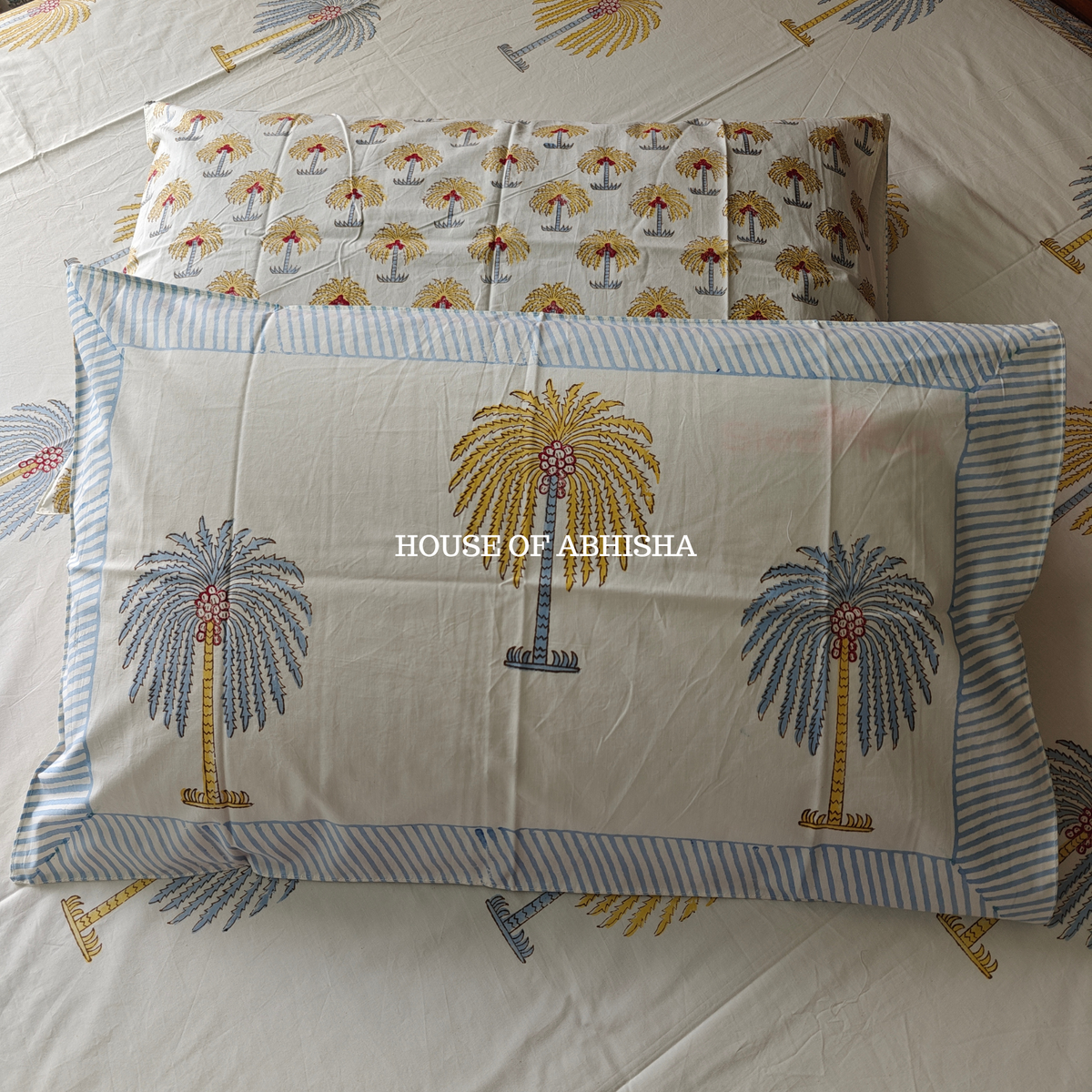 Palm Jumeirah Hand Block Premium Bedsheet Set