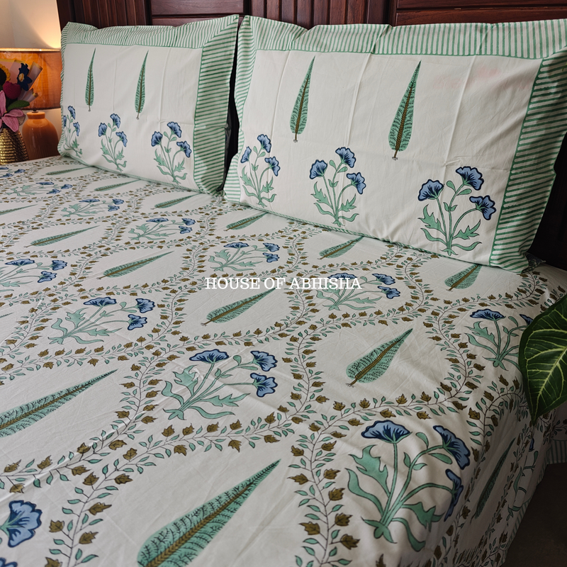 Noor Hand Block Premium Bedsheet Set