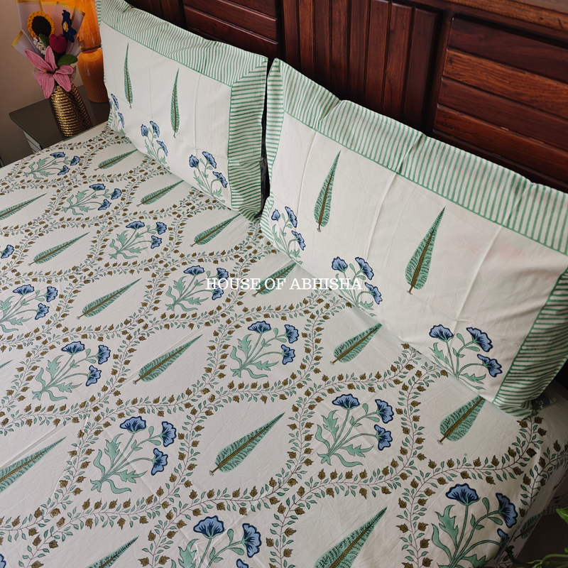 Noor Hand Block Premium Bedsheet Set