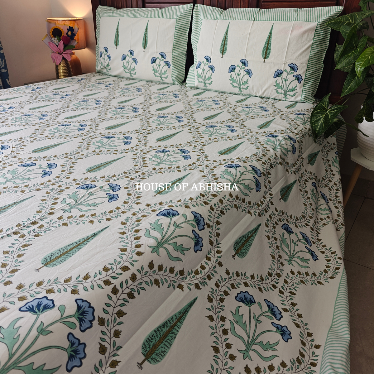 Noor Hand Block Premium Bedsheet Set
