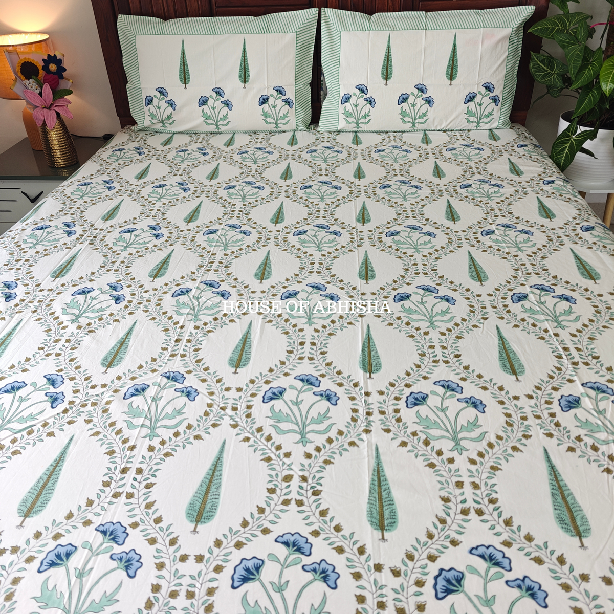 Noor Hand Block Premium Bedsheet Set