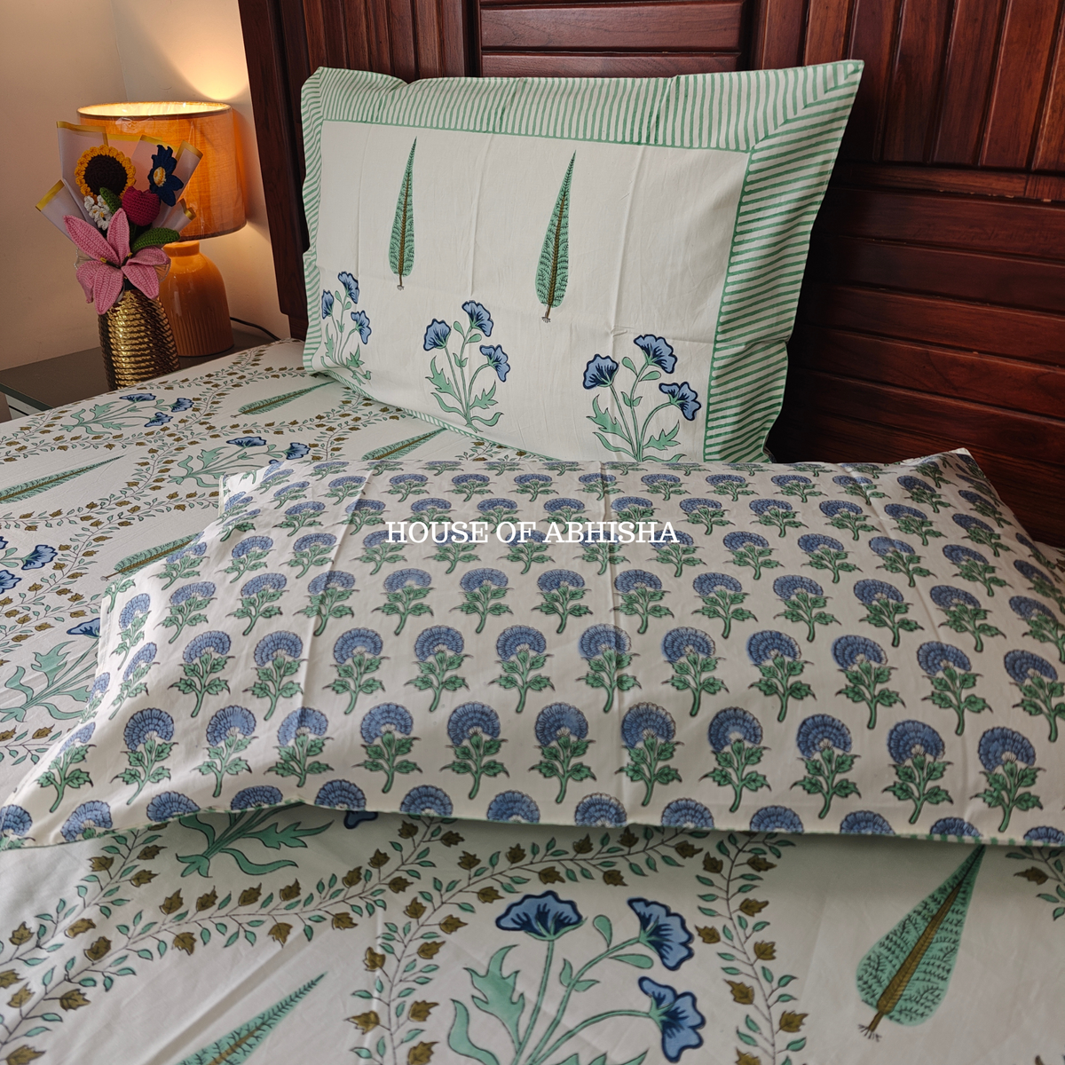 Noor Hand Block Premium Bedsheet Set