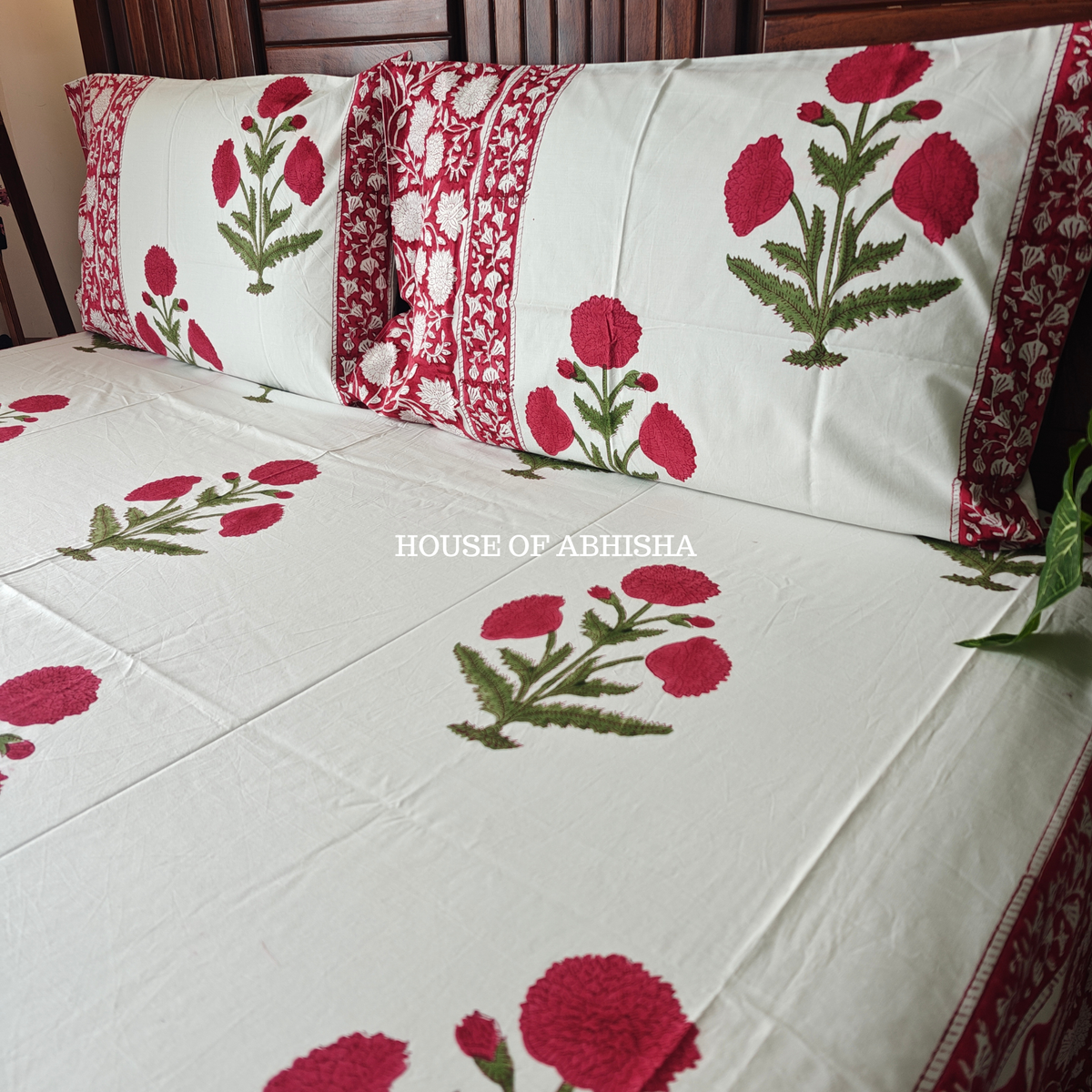 Gul-e-Bahar Hand Block Premium Bedsheet Set