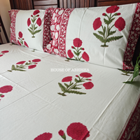 Gul-e-Bahar Hand Block Premium Bedsheet Set