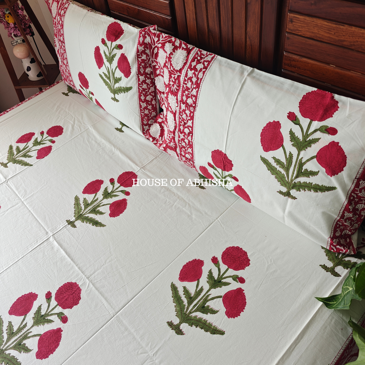 Gul-e-Bahar Hand Block Premium Bedsheet Set