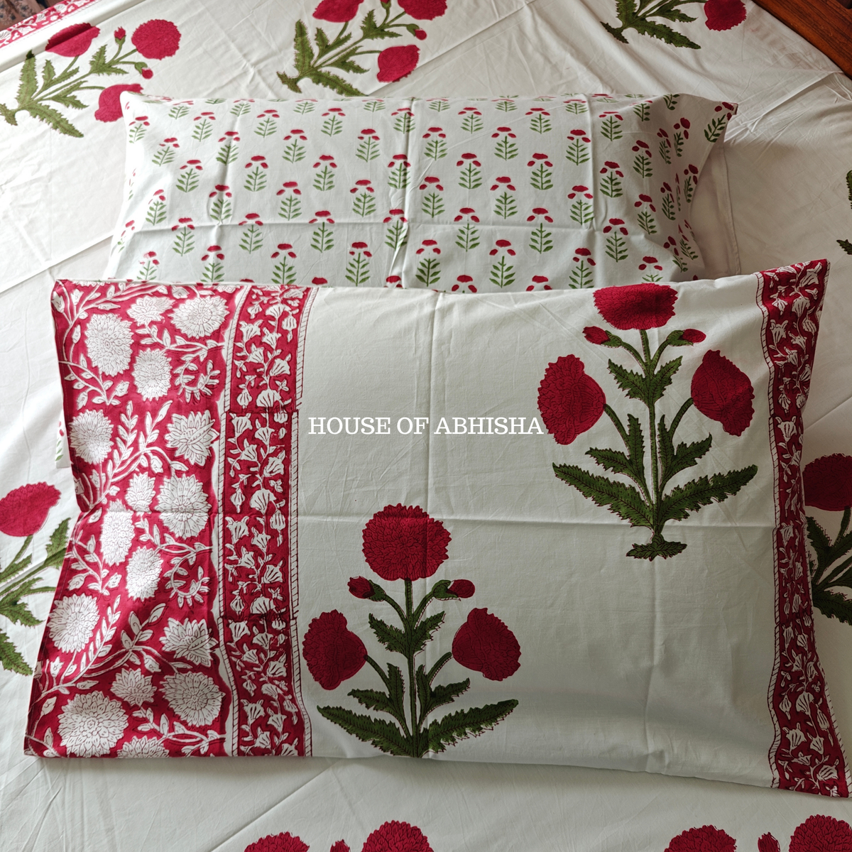 Gul-e-Bahar Hand Block Premium Bedsheet Set