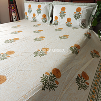 Genda Phool Hand Block Premium Bedsheet Set