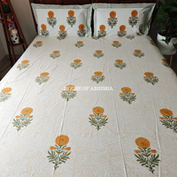 Genda Phool Hand Block Premium Bedsheet Set