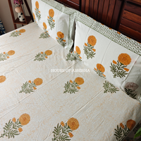 Genda Phool Hand Block Premium Bedsheet Set