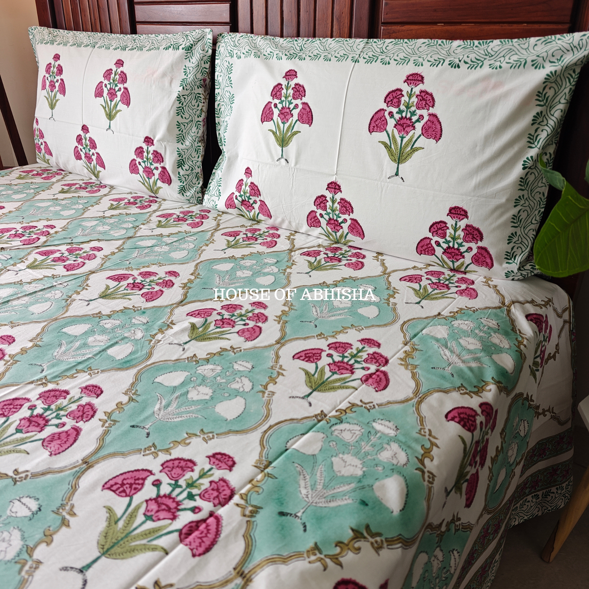 Gulnaar Hand Block Premium Bedsheet Set