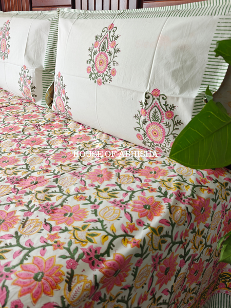 Bahar Hand Block Premium Bedsheet Set