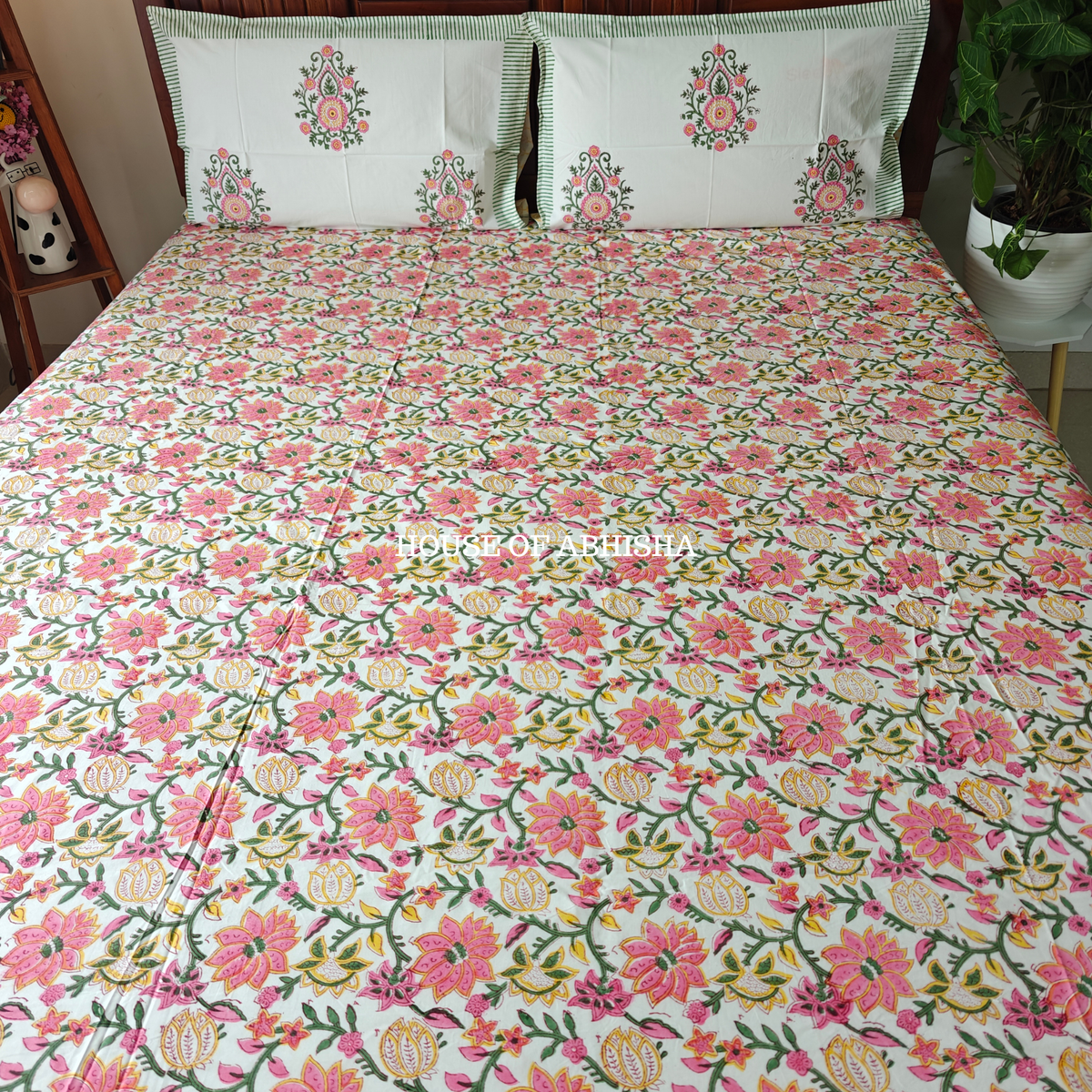 Bahar Hand Block Premium Bedsheet Set