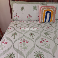 Palm & Petal Hand Block Premium Bedsheet Set