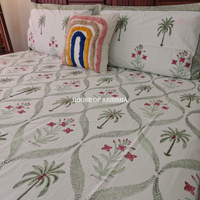 Palm & Petal Hand Block Premium Bedsheet Set