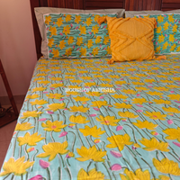 Flora Hand Block Premium Bedsheet Set