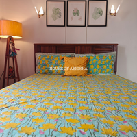 Flora Hand Block Premium Bedsheet Set