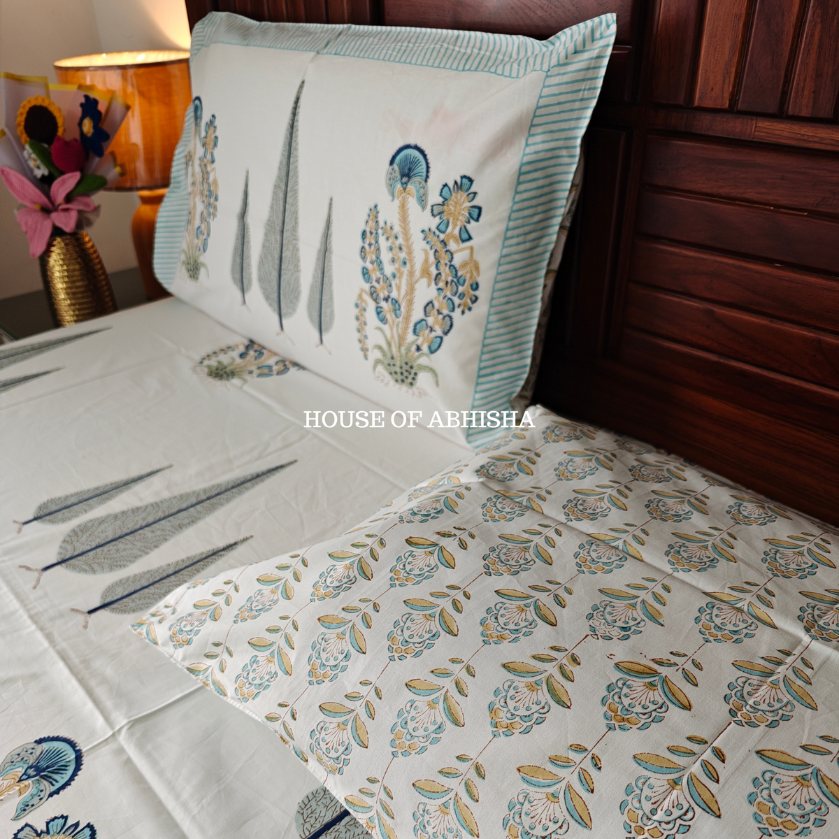 Madhumalti Hand Block Premium Bedsheet Set