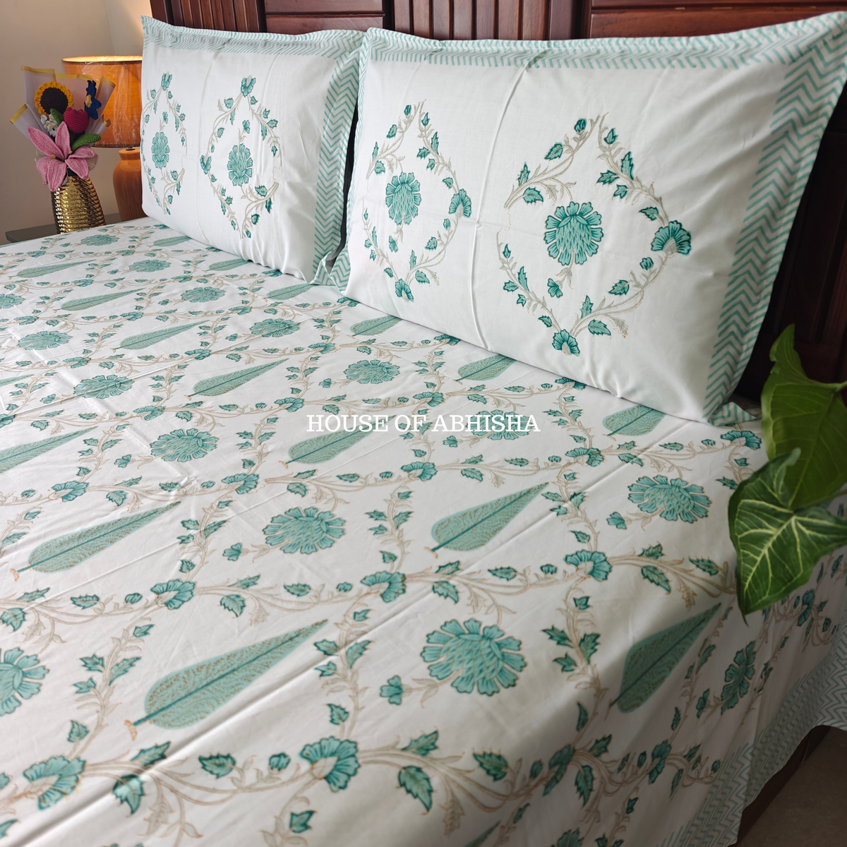 Lush Lore Hand Block Premium Bedsheet Set