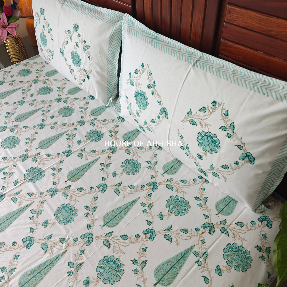 Lush Lore Hand Block Premium Bedsheet Set