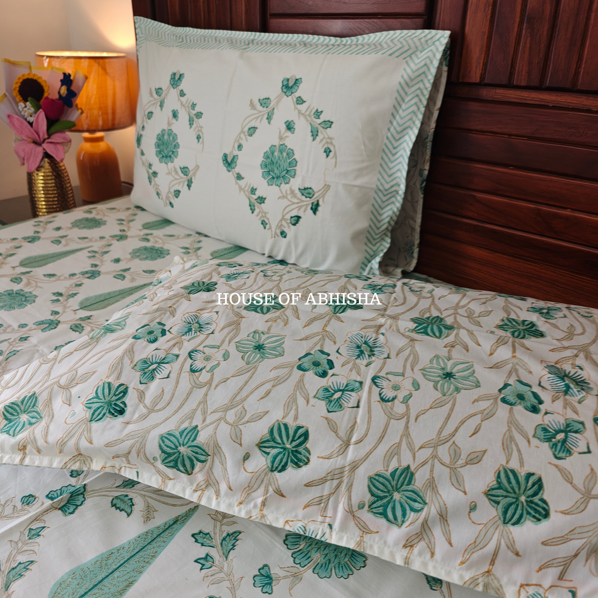 Lush Lore Hand Block Premium Bedsheet Set