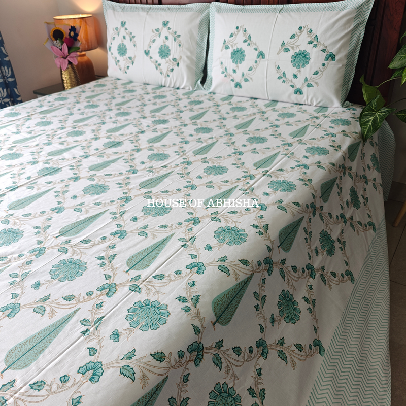 Lush Lore Hand Block Premium Bedsheet Set