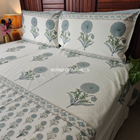 Rajnigandha Hand Block Premium Bedsheet Set