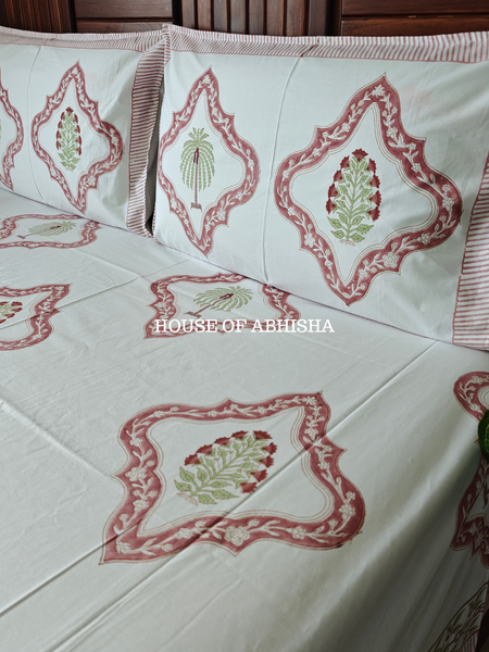 Rangoli Hand Block Premium Bedsheet Set