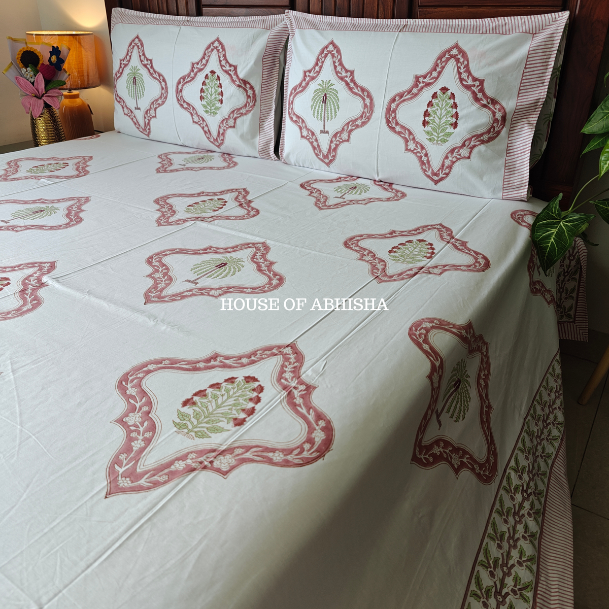 Rangoli Hand Block Premium Bedsheet Set