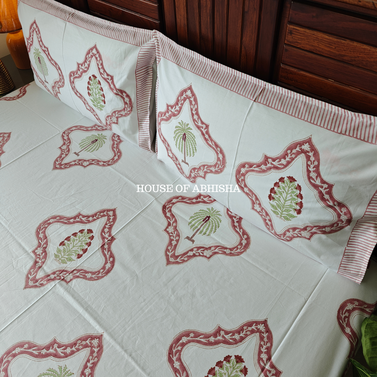 Rangoli Hand Block Premium Bedsheet Set
