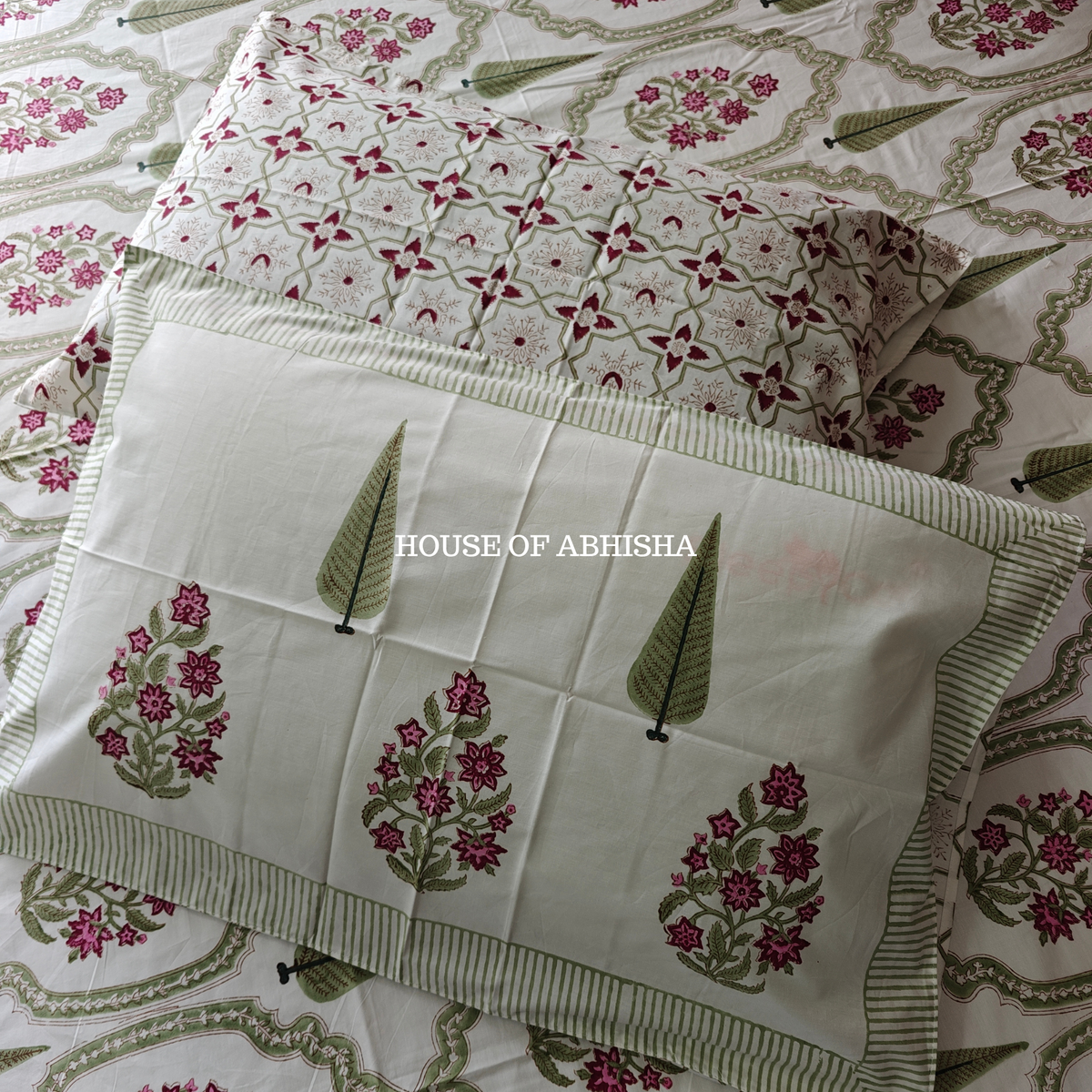 Garden Reverie Hand Block Premium Bedsheet Set