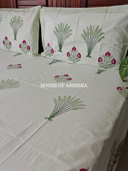 Miraaya Hand Block Premium Bedsheet Set