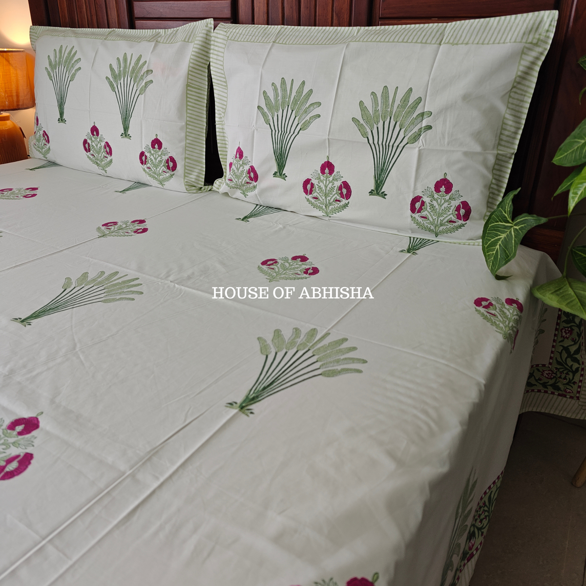 Miraaya Hand Block Premium Bedsheet Set