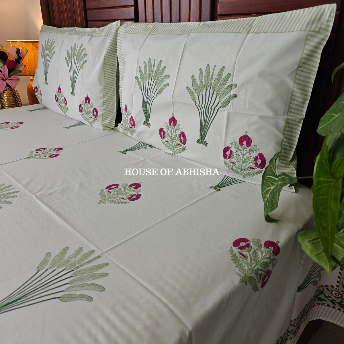 Miraaya Hand Block Premium Bedsheet Set
