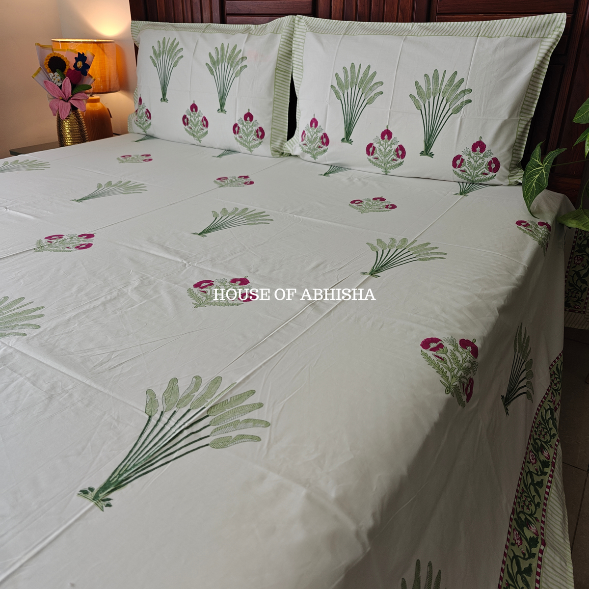 Miraaya Hand Block Premium Bedsheet Set
