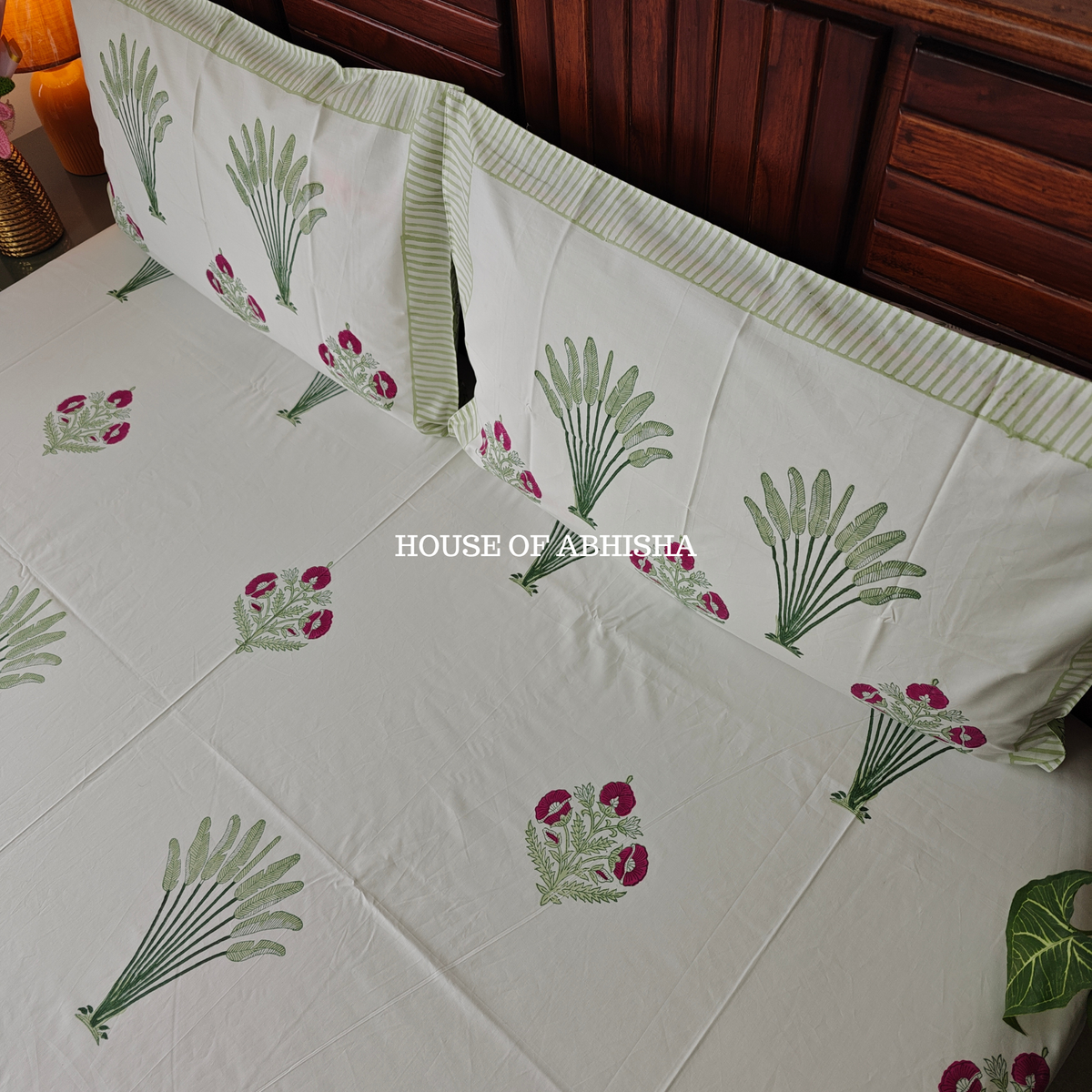 Miraaya Hand Block Premium Bedsheet Set