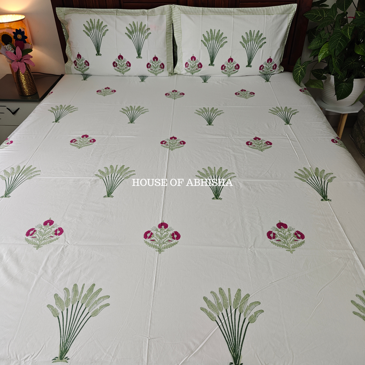 Miraaya Hand Block Premium Bedsheet Set