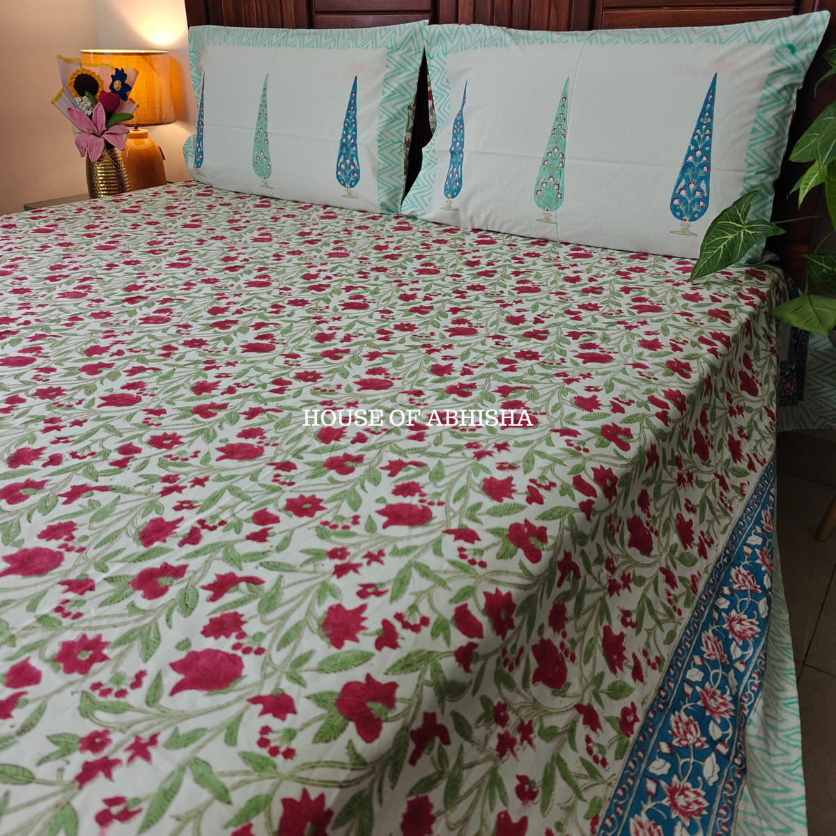 Bageecha Hand Block Premium Bedsheet Set