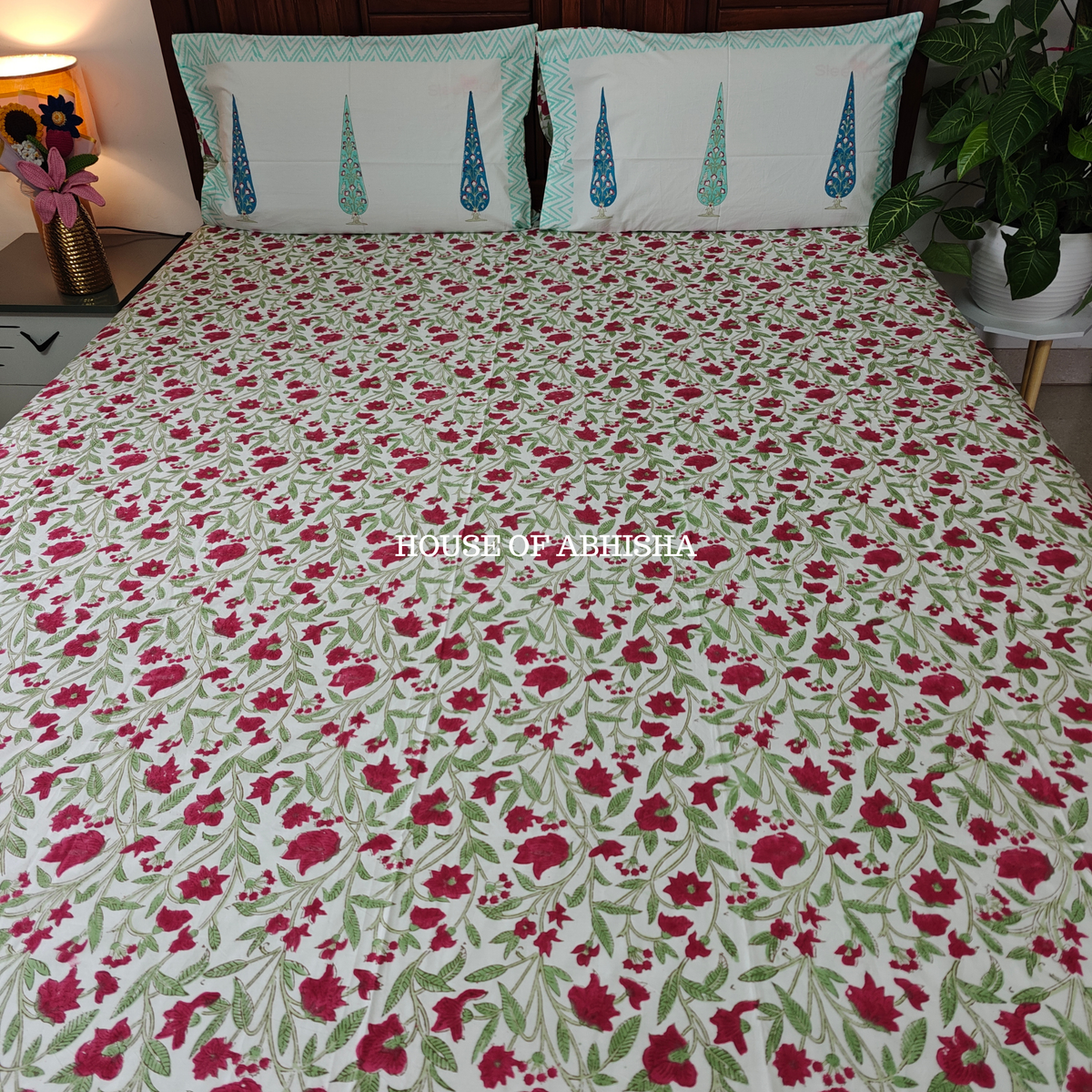 Bageecha Hand Block Premium Bedsheet Set