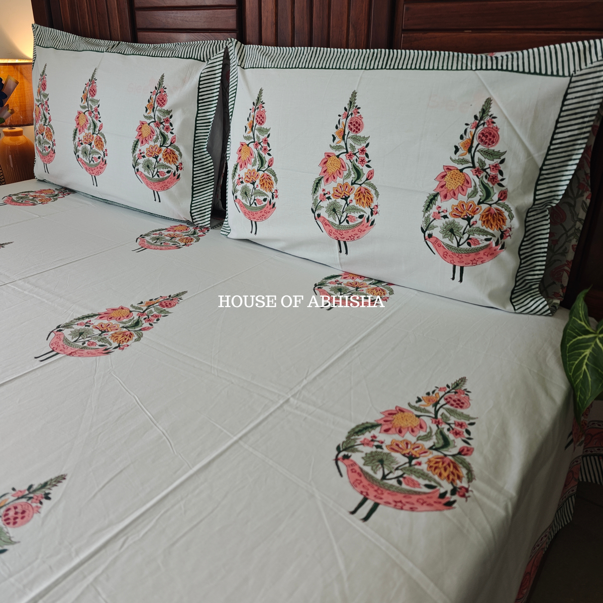 Kusumati Hand Block Premium Bedsheet Set