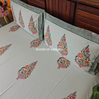 Kusumati Hand Block Premium Bedsheet Set