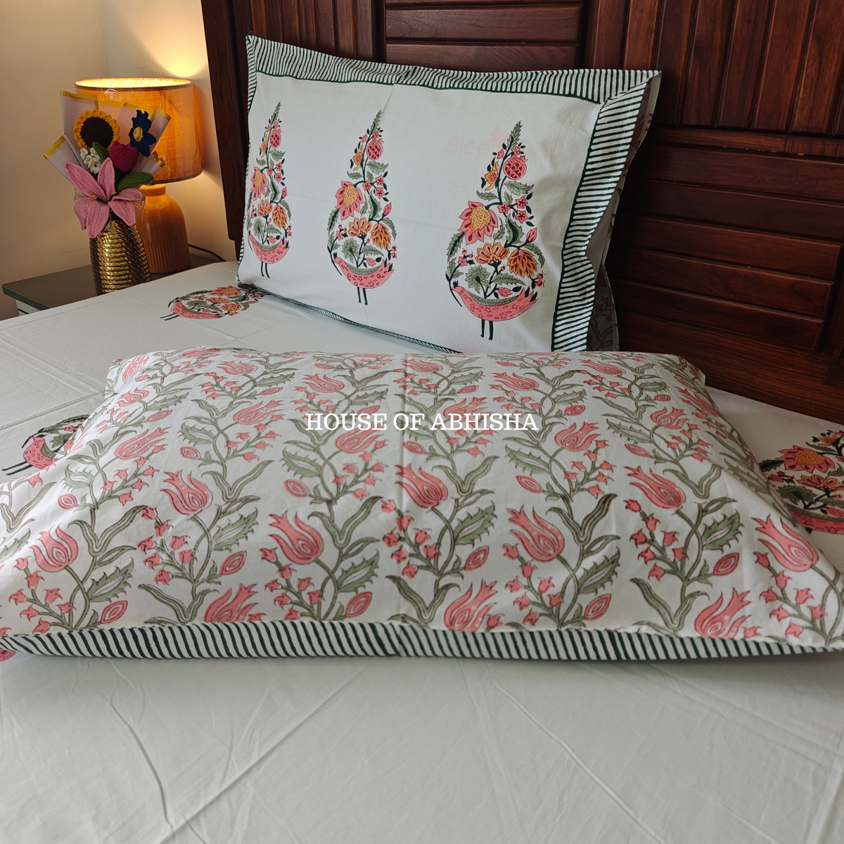 Kusumati Hand Block Premium Bedsheet Set