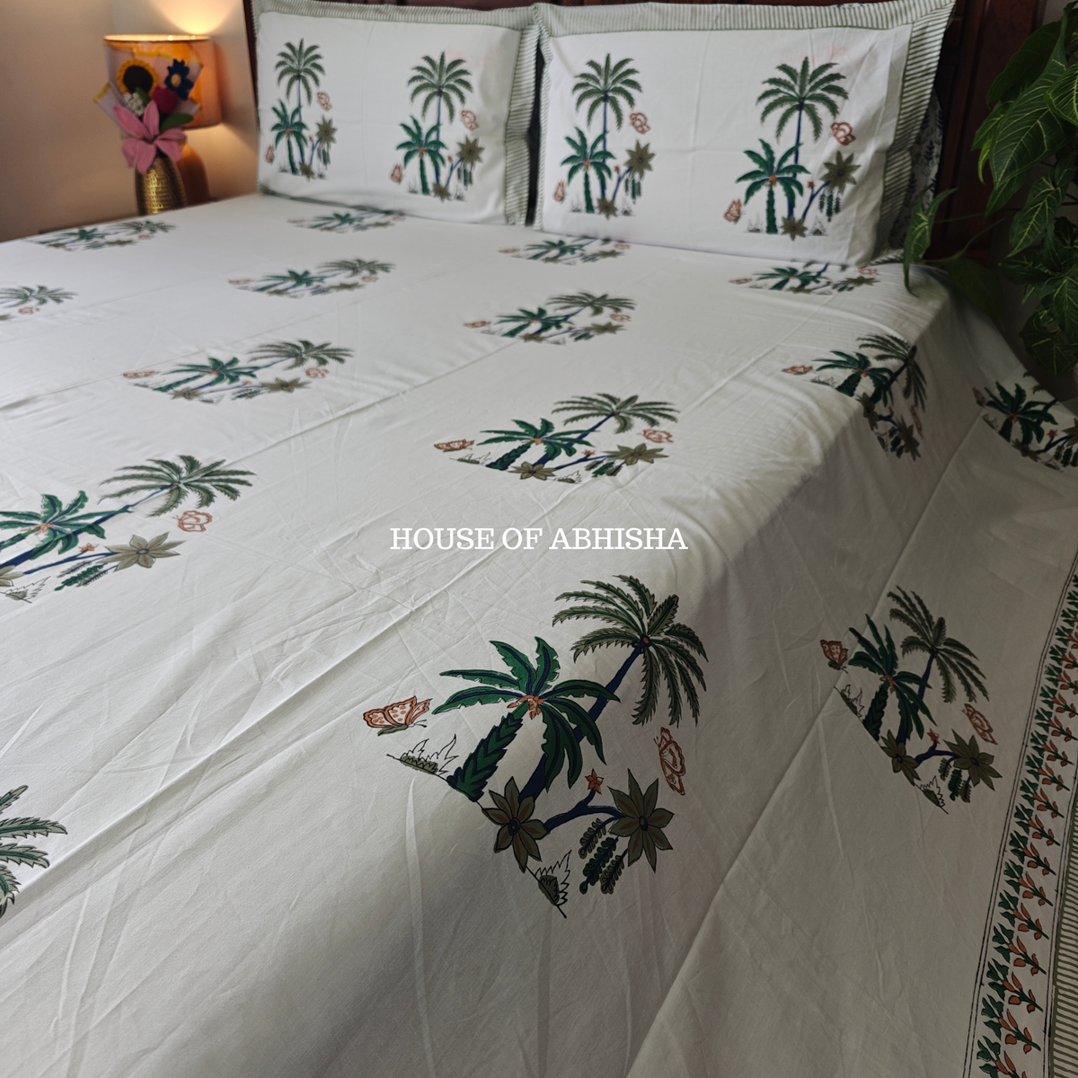 Tropicana Hand Block Premium Bedsheet Set