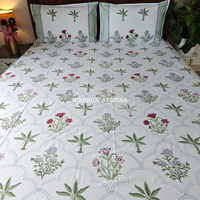 Paradise Garden Hand Block Premium Bedsheet Set