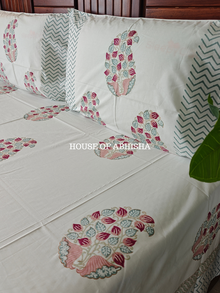 The Paisley Hand Block Premium Bedsheet Set
