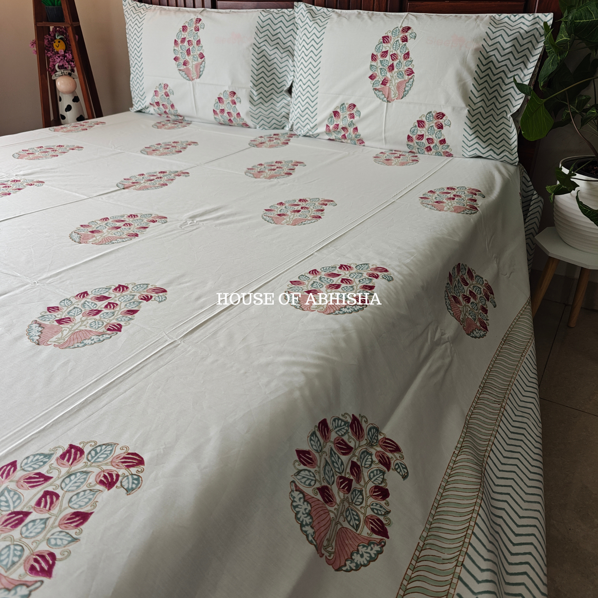The Paisley Hand Block Premium Bedsheet Set