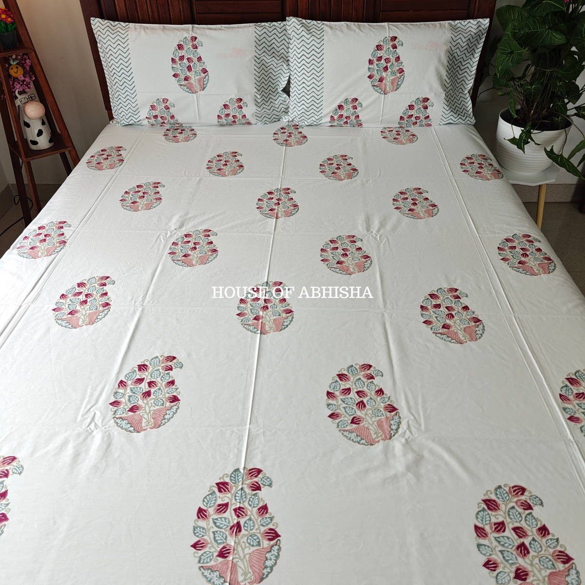 The Paisley Hand Block Premium Bedsheet Set