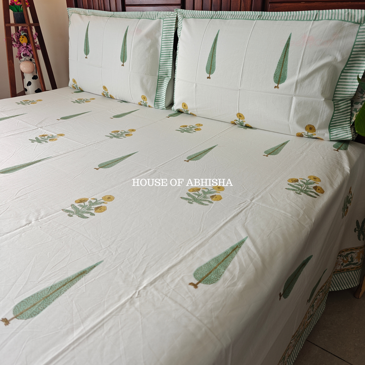 Basant Hand Block Premium Bedsheet Set