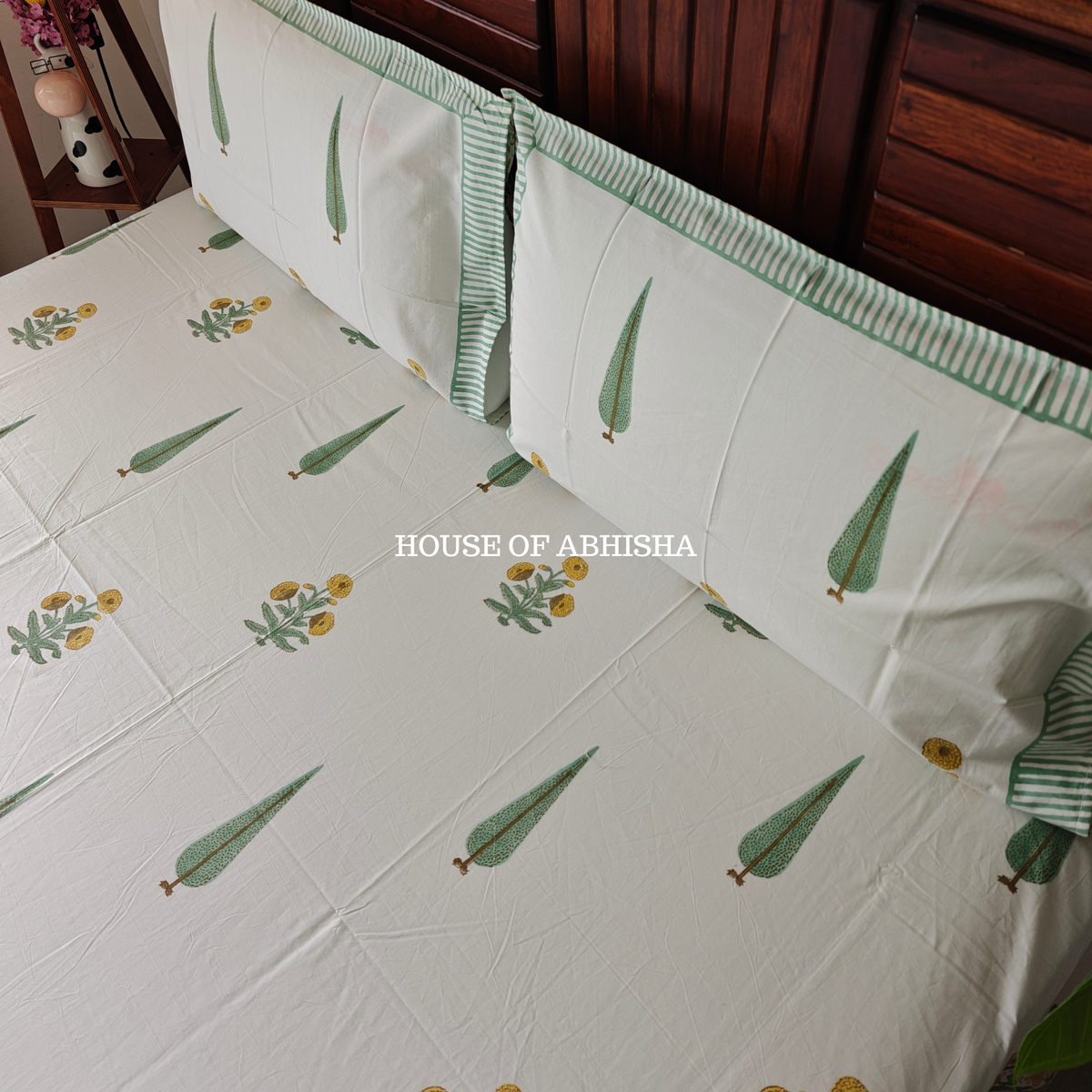Basant Hand Block Premium Bedsheet Set